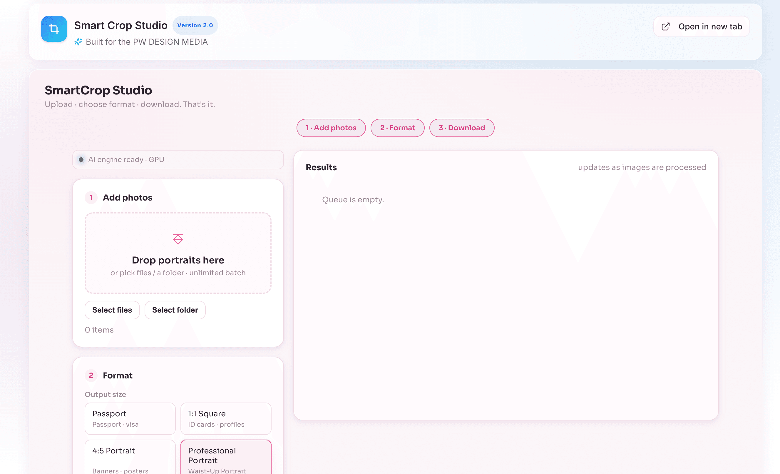 SmartCrop Studio — interface